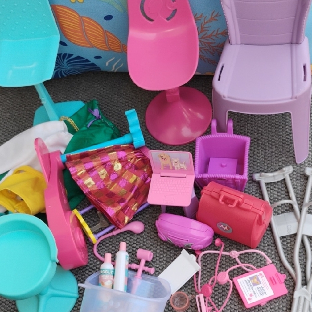 Barbie Pink Purple Teal Mixed Doll Accessory Set